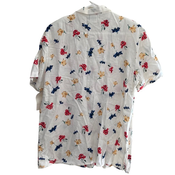 Cricket Lane Vintage White Floral Collared Button Down Shirt With Shoulder Pads - Picture 2 of 5